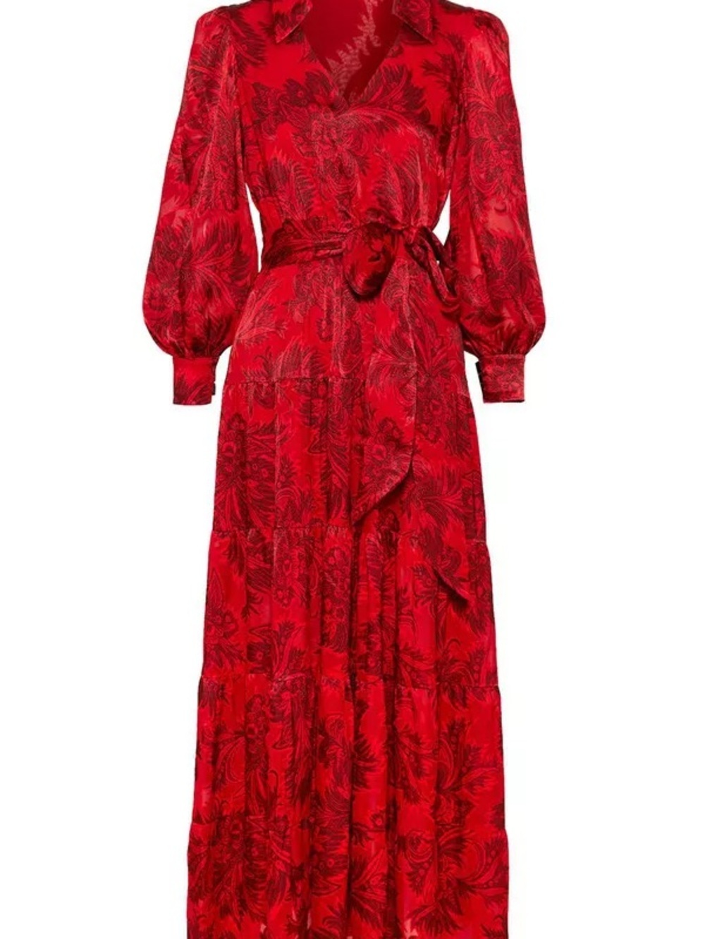 Alice + Olivia Sitara Dark Red Collared Maxi Dress